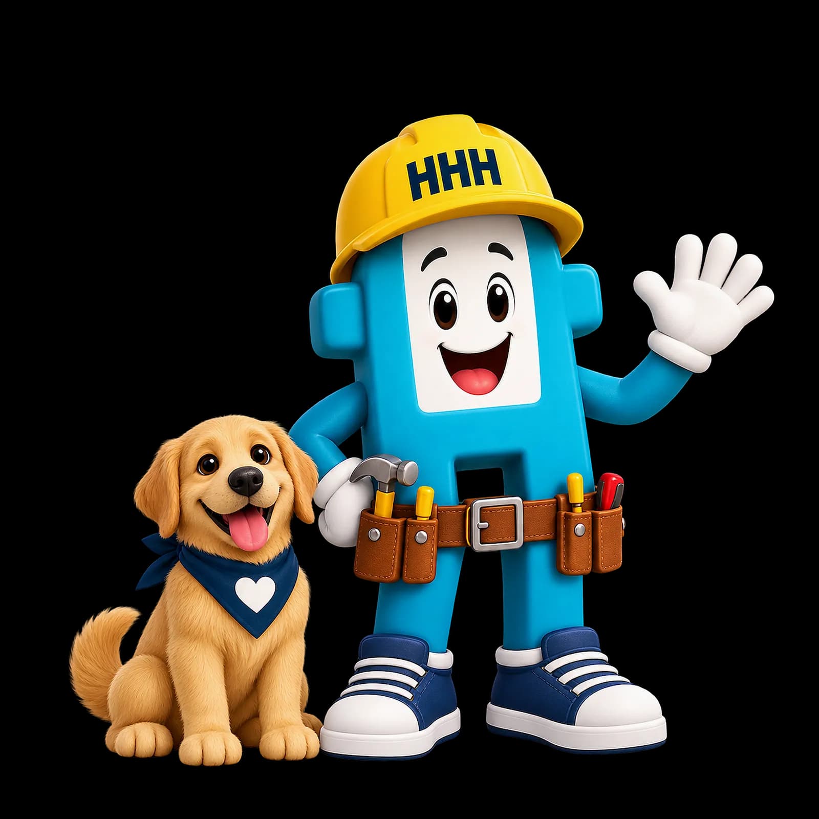 Buddy the dog and Handy H, the Humane Handy Humans mascots